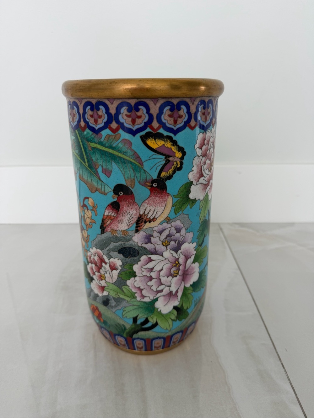 Vintage 1990’s Chinese Cloisonné Vase w/ Base Purchased in China PRICED TO SELL
